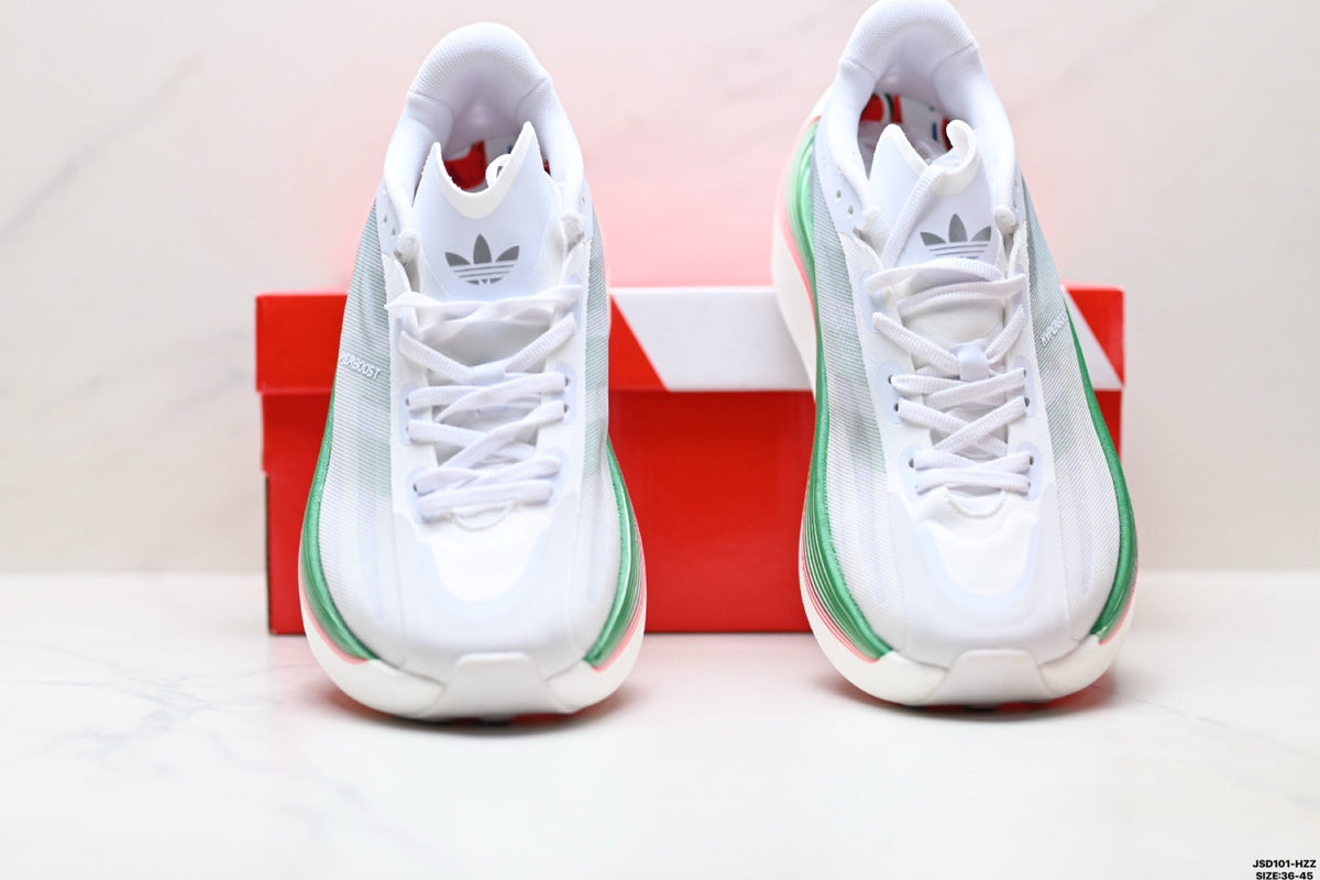 Exclusive Adidas K81801850 Unisex Running Shoes — White/Mint — Size EU 36 / US M4 / W5.5 / 23CM — Side View