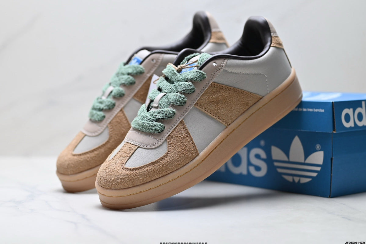 Exclusive Adidas K81801650 Unisex Casual Sneakers — Tan/Mint — Size EU 36 / US M4 / W5.5 / 23CM — Side View
