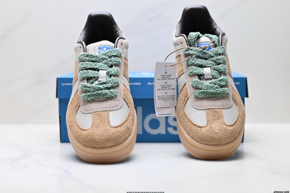 Exclusive Adidas K81801650 Unisex Casual Sneakers — Tan/Mint — Size EU 36 / US M4 / W5.5 / 23CM — Back View
