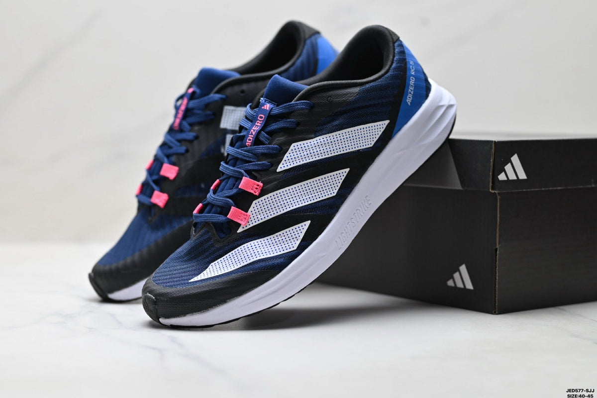 Exclusive Adidas K81801450 Men's Running Shoes — Navy/Pink — Size EU 40 / US M7 / W8.5 / 25CM — Side View