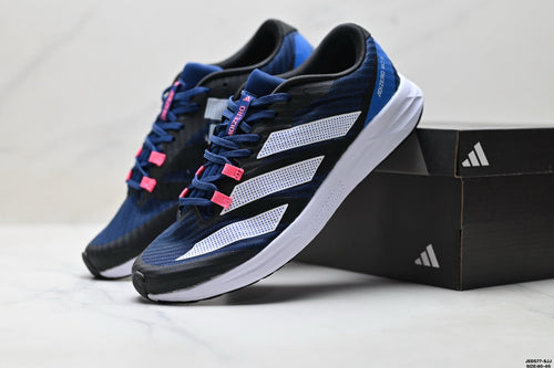 Exclusive Adidas K81801450 Men's Running Shoes — Navy/Pink — Size EU 40 / US M7 / W8.5 / 25CM — Side View