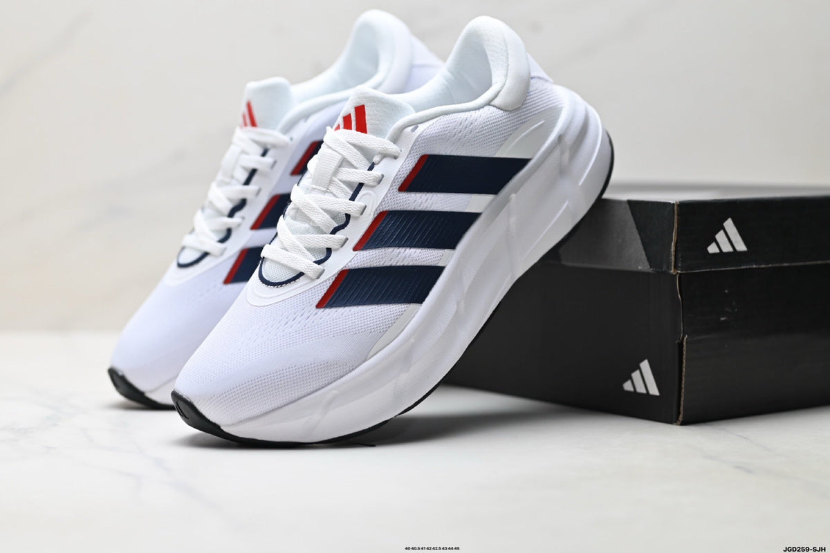 Exclusive Adidas K81801750 Men's Running Shoes — White/Navy/Red — Size EU 40 / US M7 / W8.5 / 25CM — Side View
