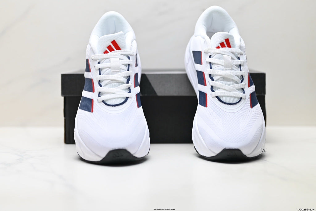 Exclusive Adidas K81801750 Men's Running Shoes — White/Navy/Red — Size EU 40 / US M7 / W8.5 / 25CM — Back View