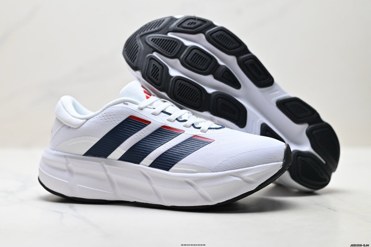 Exclusive Adidas K81801750 Men's Running Shoes — White/Navy/Red — Size EU 40 / US M7 / W8.5 / 25CM — Detail View
