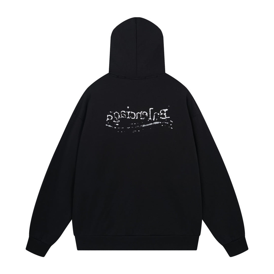 Exclusive Balenciaga Couples Print Hoodie — XS — Side View