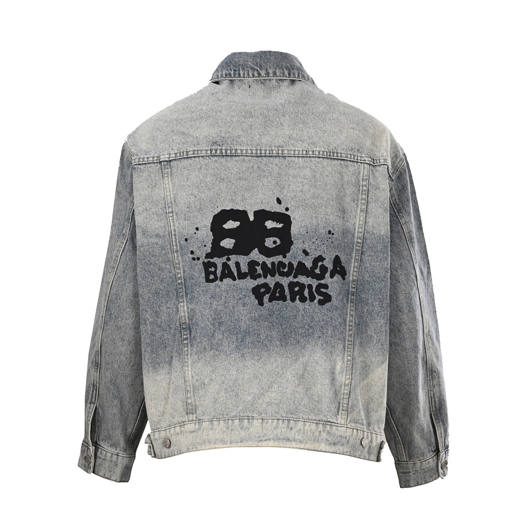 Exclusive Balenciaga Men's Baseball Jacket — Blue — Size S — Side View