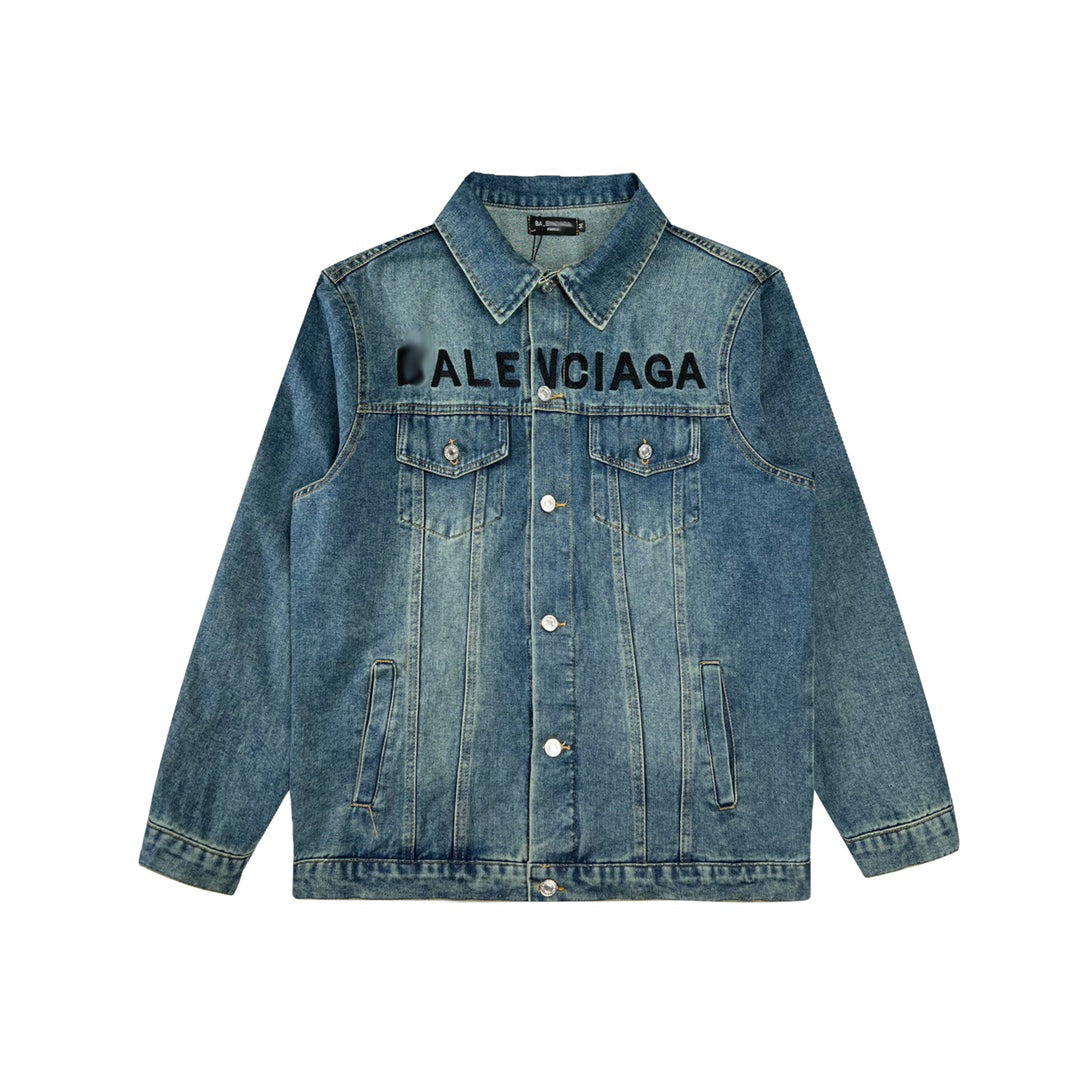 Exclusive Balenciaga 2025SS Embroidery Jacket — Blue — Size M — Side View