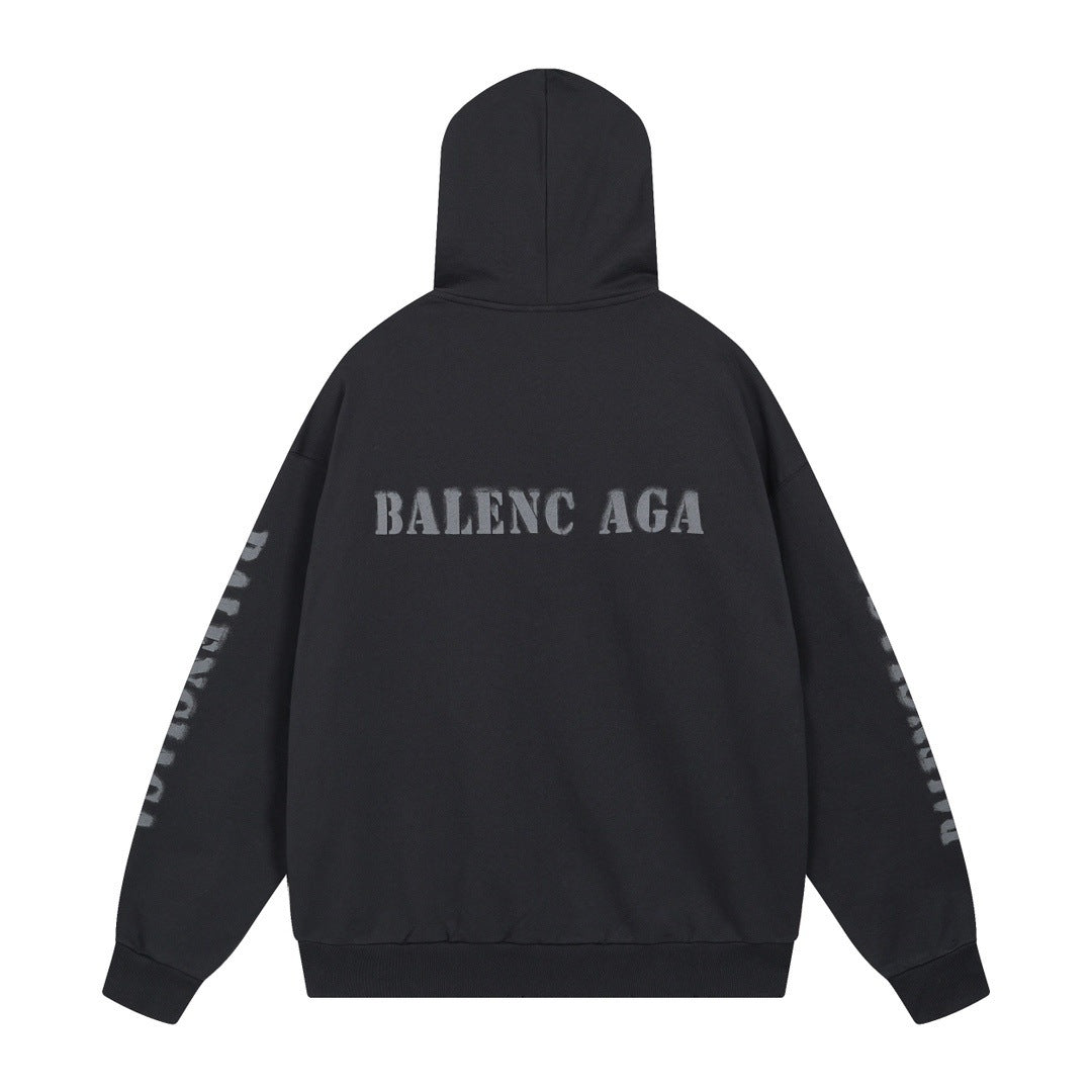 Exclusive Balenciaga LOGO  Print Hoodie — XS — Side View