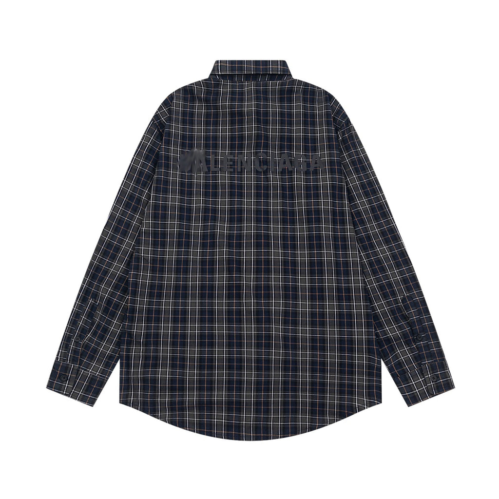 Exclusive 2025SS Plaid Long-Sleeve Shirt — S — Side View