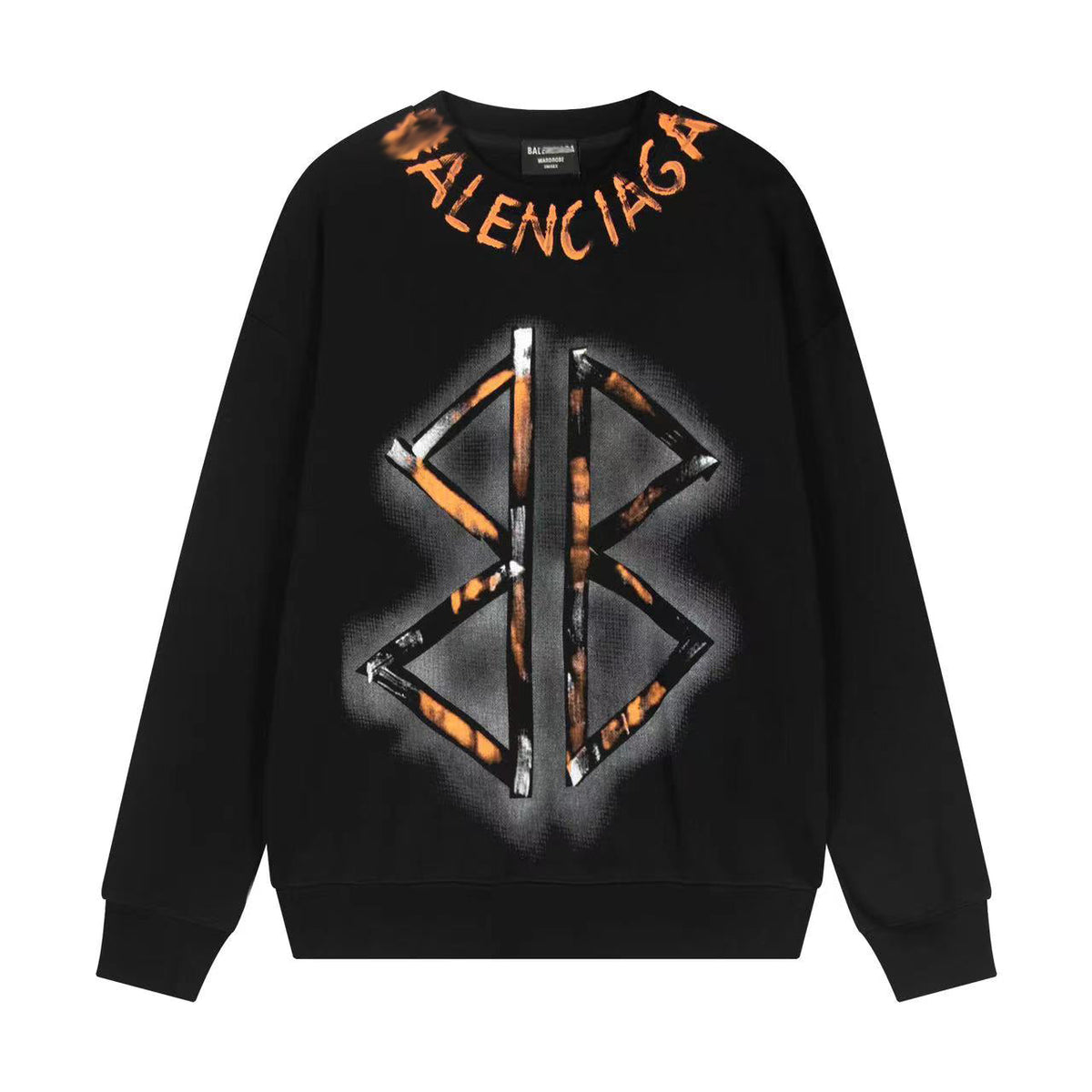 Exclusive Balenciaga  LOGO Crew Neck Hoodie — White — Size M — Side View