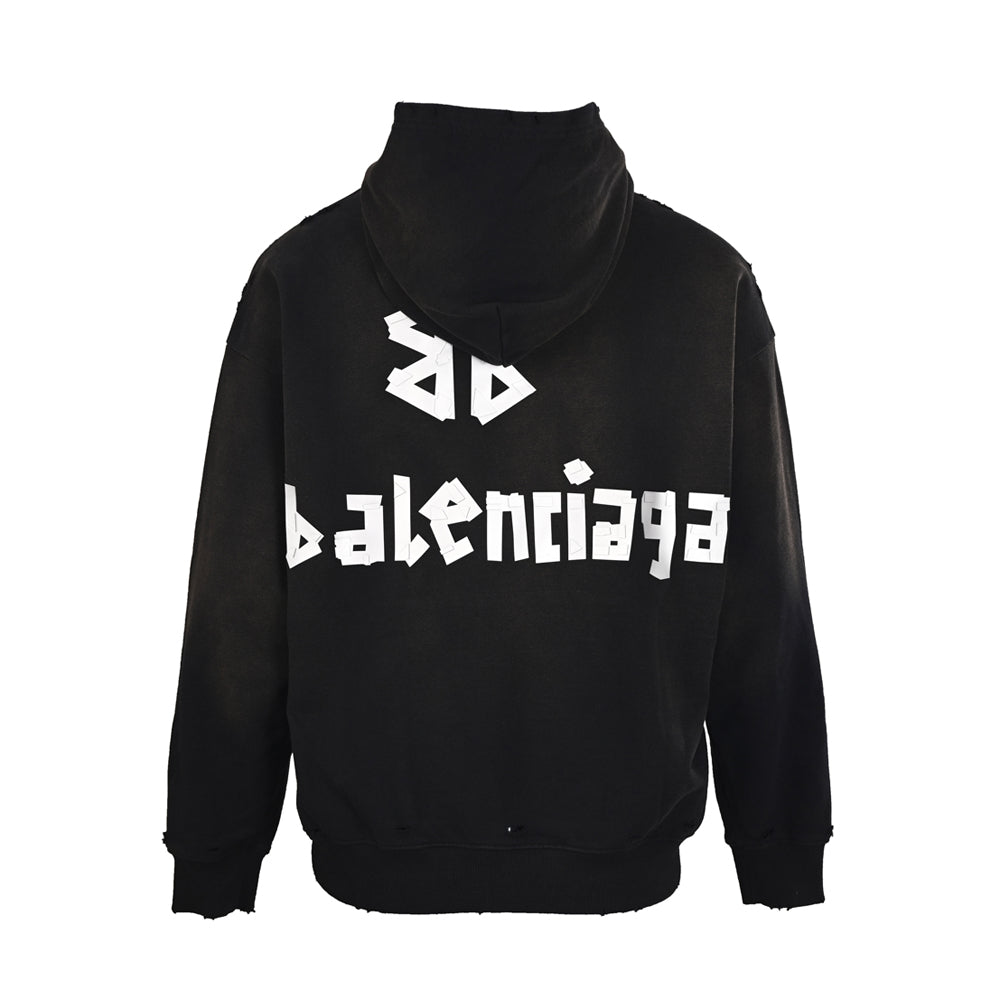 Exclusive Balenciaga Printed Couple Hoodies — White — Size XS — Detail View
