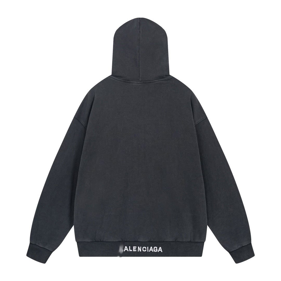 Exclusive Balenciaga Couples Print Hoodie — White — Size XS — Side View