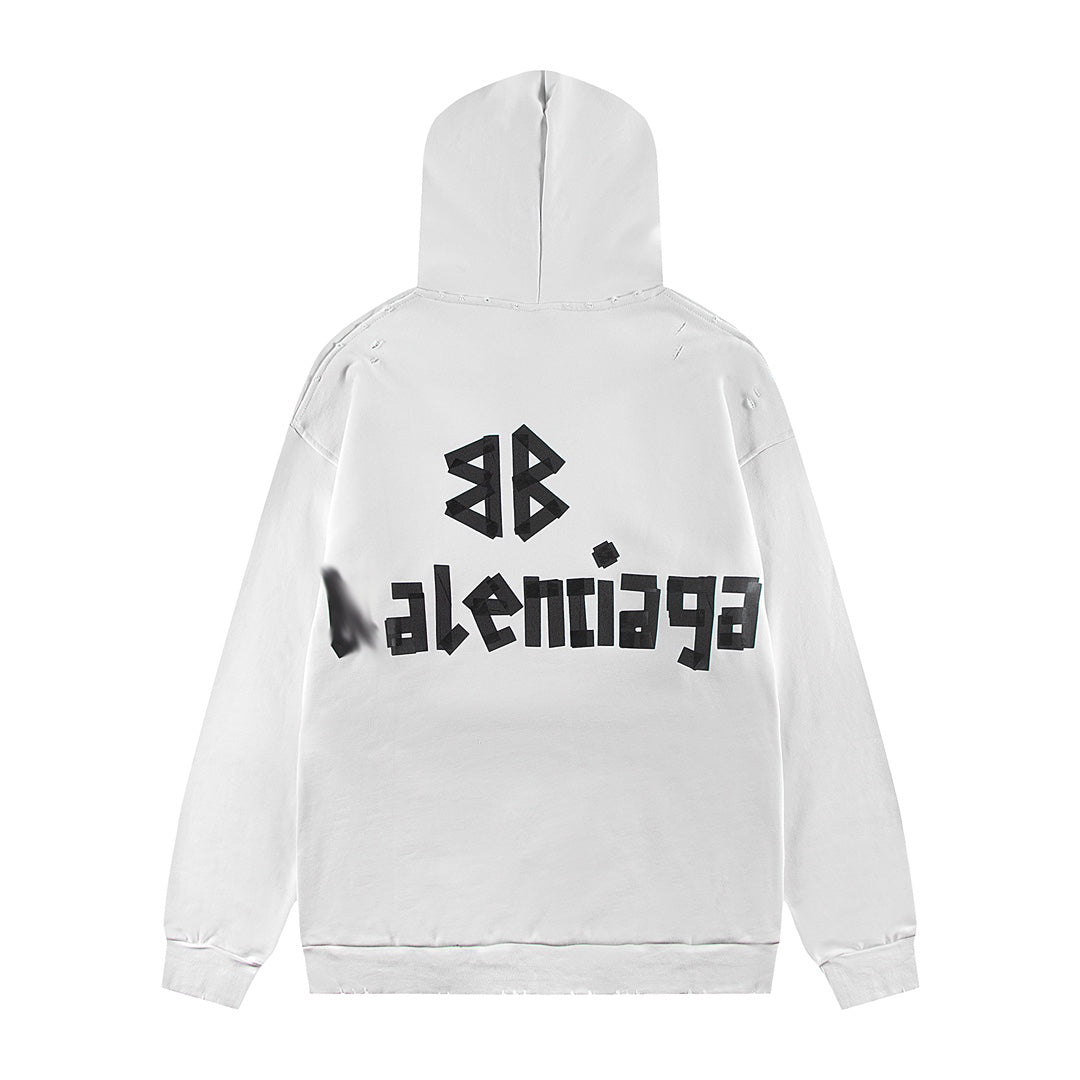 Exclusive Balenciaga  Print LOGO Hoodie — XS — Side View