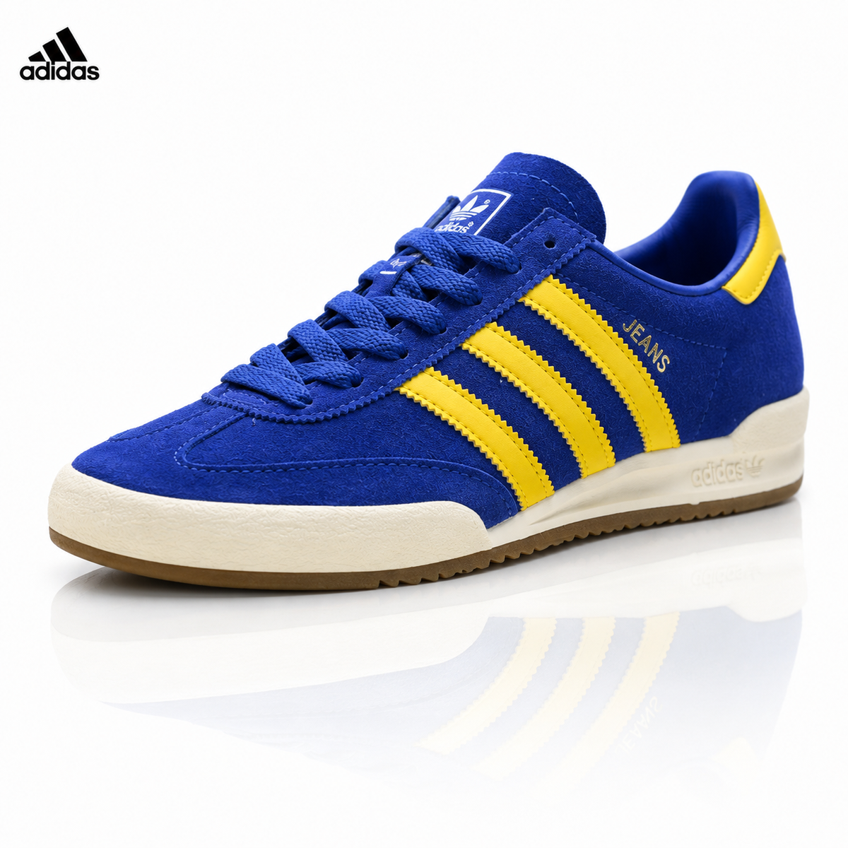 Exclusive Adidas Jeans Classic Suede Sneakers – Blue Yellow Casual Lifestyle Shoes — EU 36 / US M4 / W5.5 / 23CM — Front View