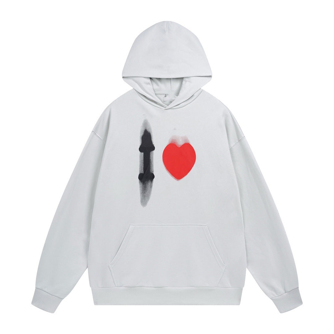 Exclusive Balenciaga Couples Print Hoodie — White — Size XS — Back View