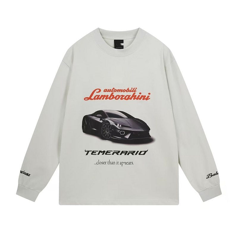 Exclusive Balenciaga Crew Neck Letter Sweatshirt — Coffee — Size XS — Top View