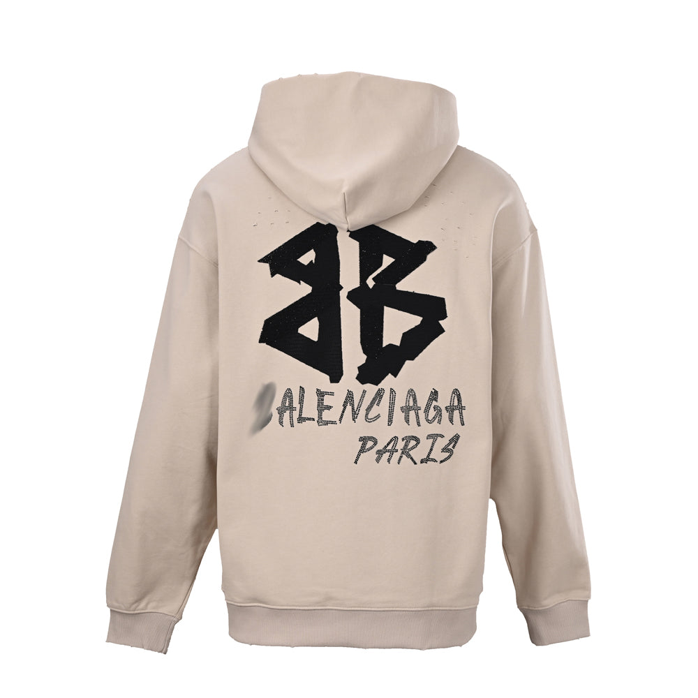 Exclusive Balenciaga New LOGO Hoodie — Apricot — Size XS — Back View