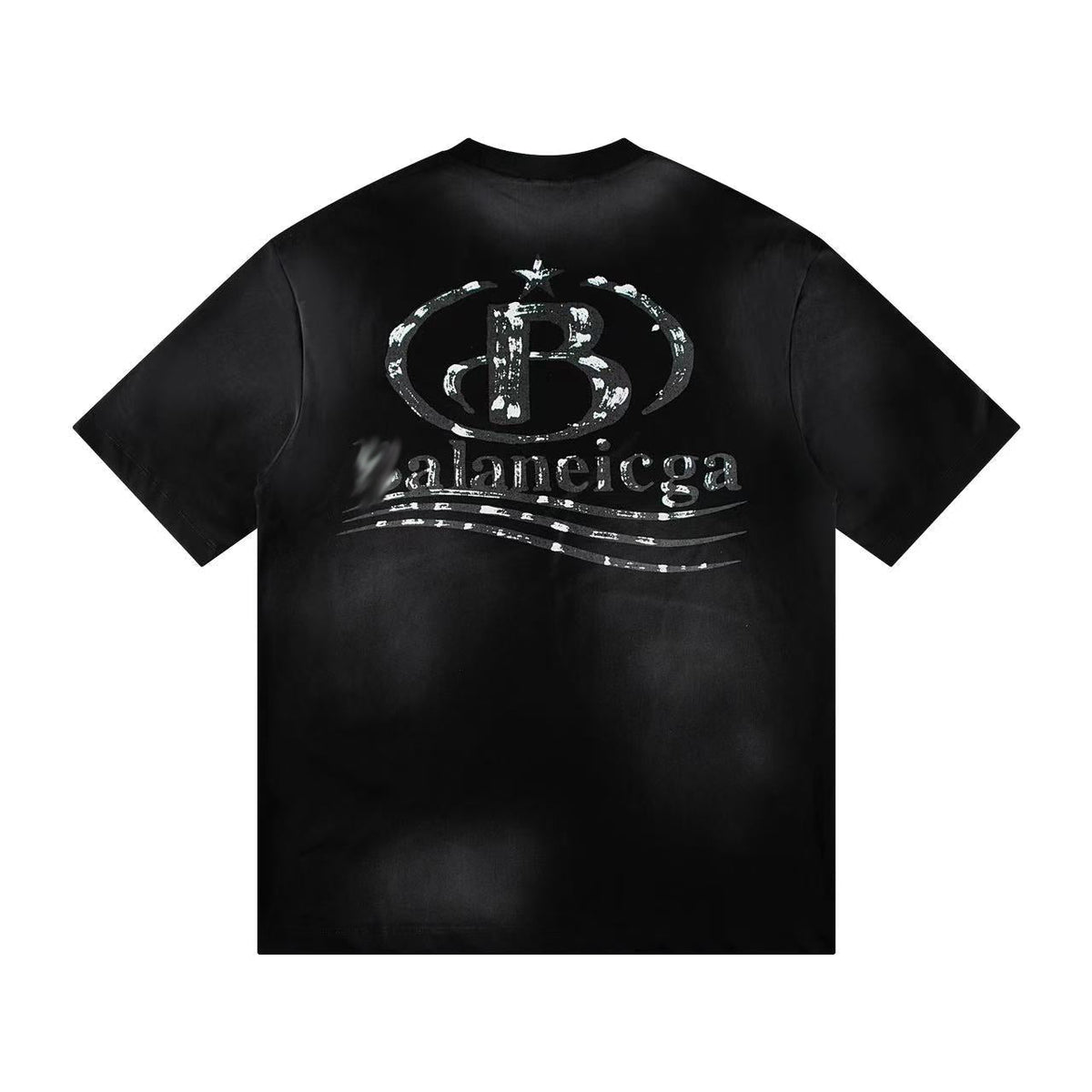 Exclusive Balenciaga Distressed T-shirt — Black — Size S — Back View