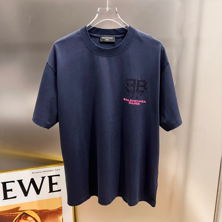 Exclusive Balenciaga BB LOGO Printed T-shirt — Black — Size S — Back View