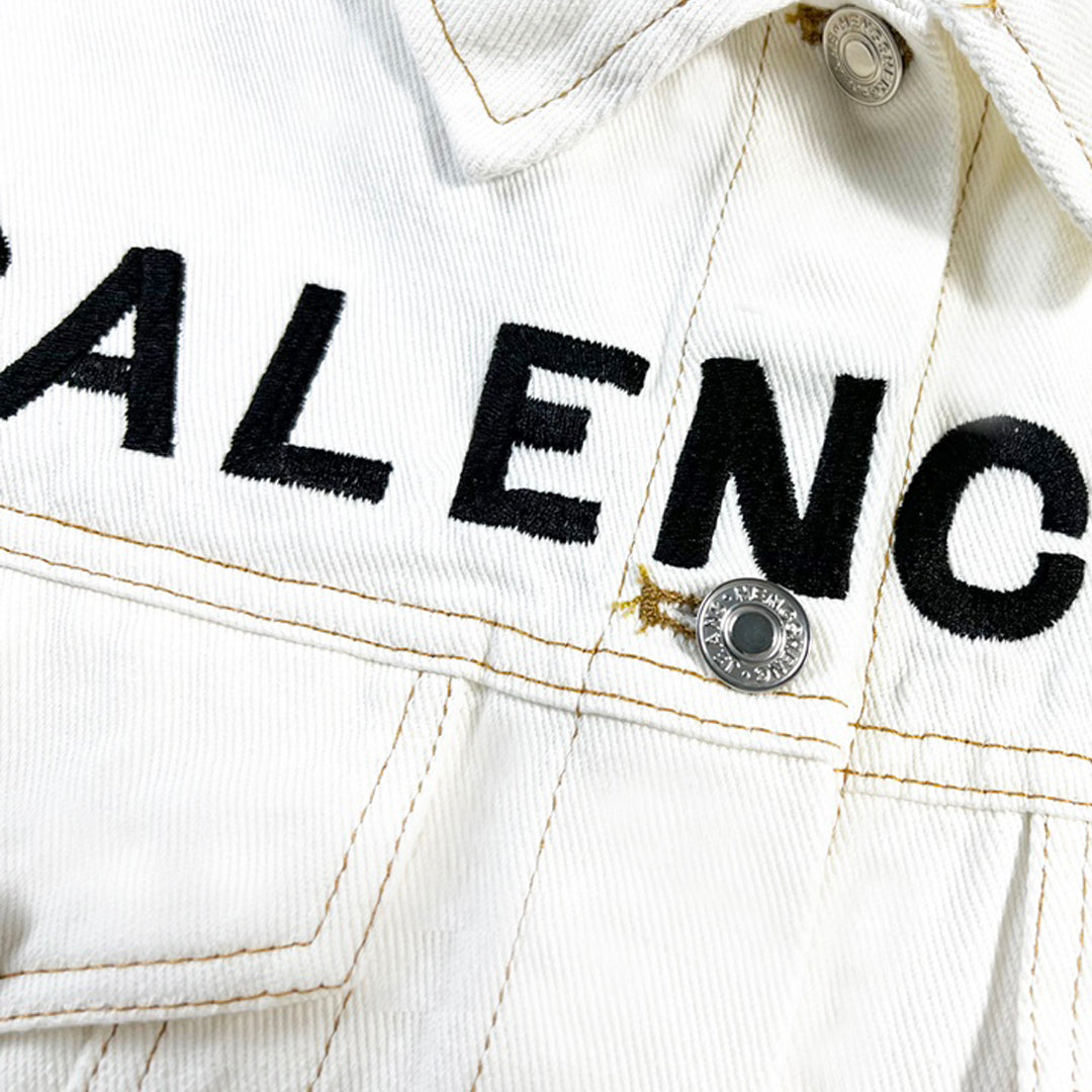 Exclusive Balenciaga White Embroidery Jacket — M — Top View