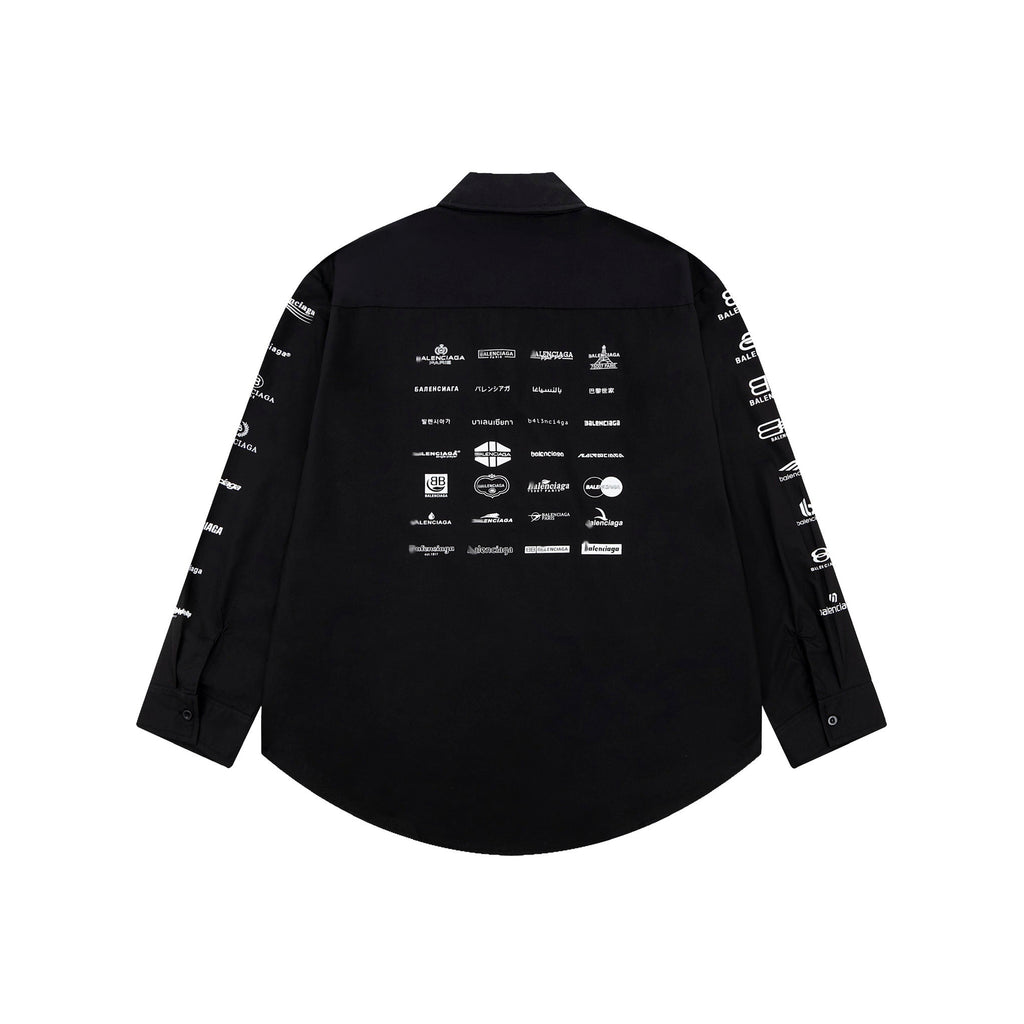 Exclusive 2025SS New Lettering LOGO Shirt — Black — Size XS — Back View