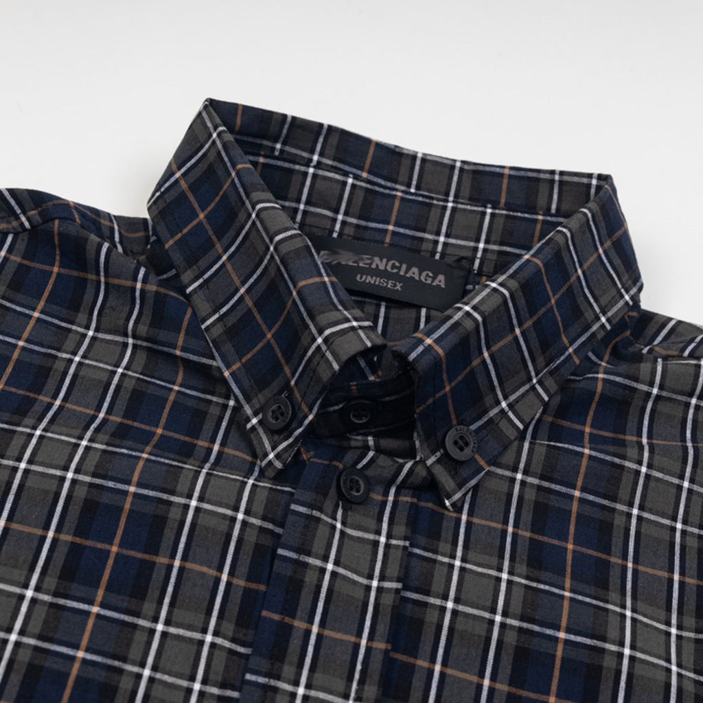 Exclusive 2025SS Plaid Long-Sleeve Shirt — S — Back View