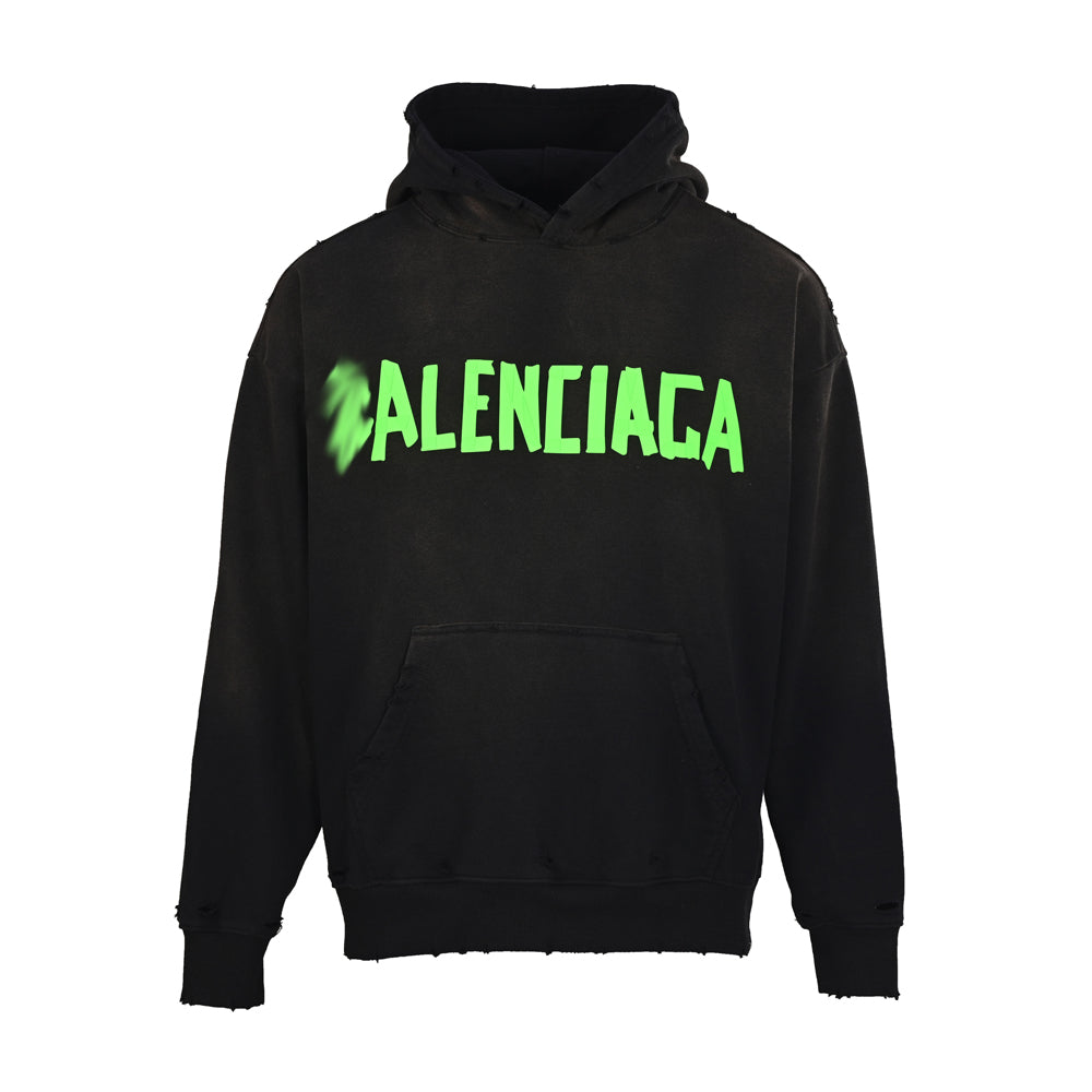 Exclusive Balenciaga Printed Couple Hoodies — White — Size XS — Front View