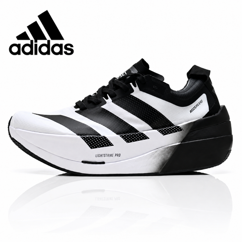 Exclusive Adidas K81801650 Men's Running Shoes #2 — Black/White — Size EU 40 / US M7 / W8.5 / 25CM — Front View