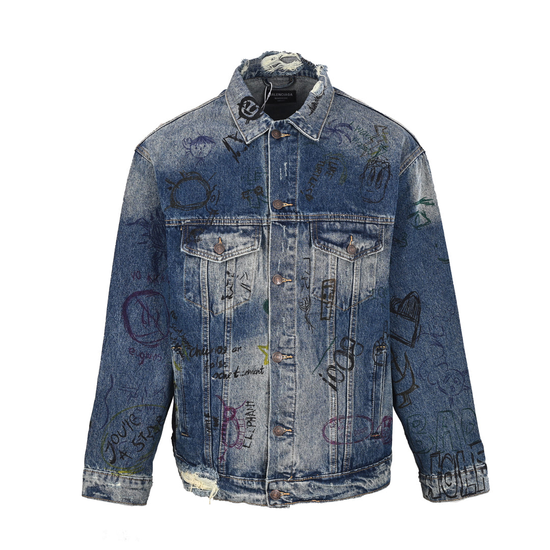 Exclusive Balenciaga 2026SS Men's Baseball Jacket — Blue — Size S — Top View
