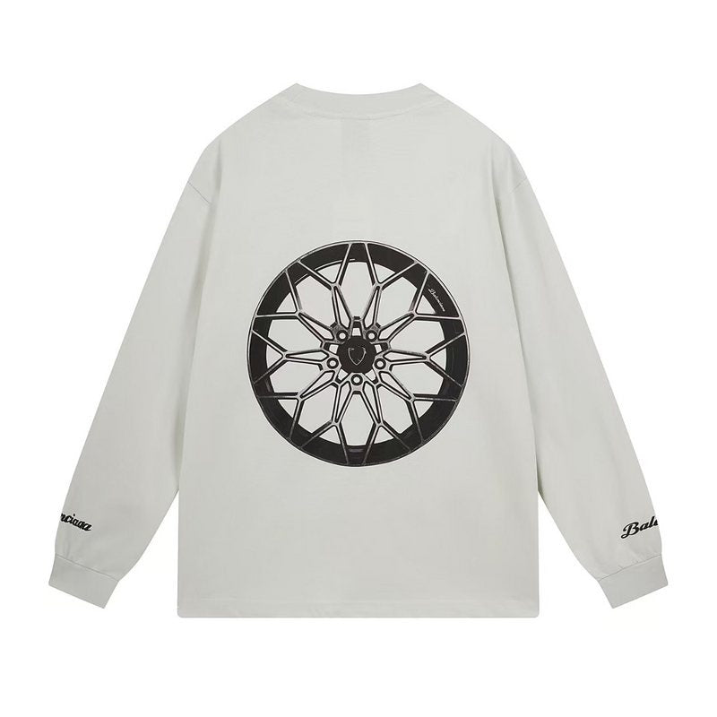 Exclusive Balenciaga Crew Neck Letter Sweatshirt — Coffee — Size XS — Detail View