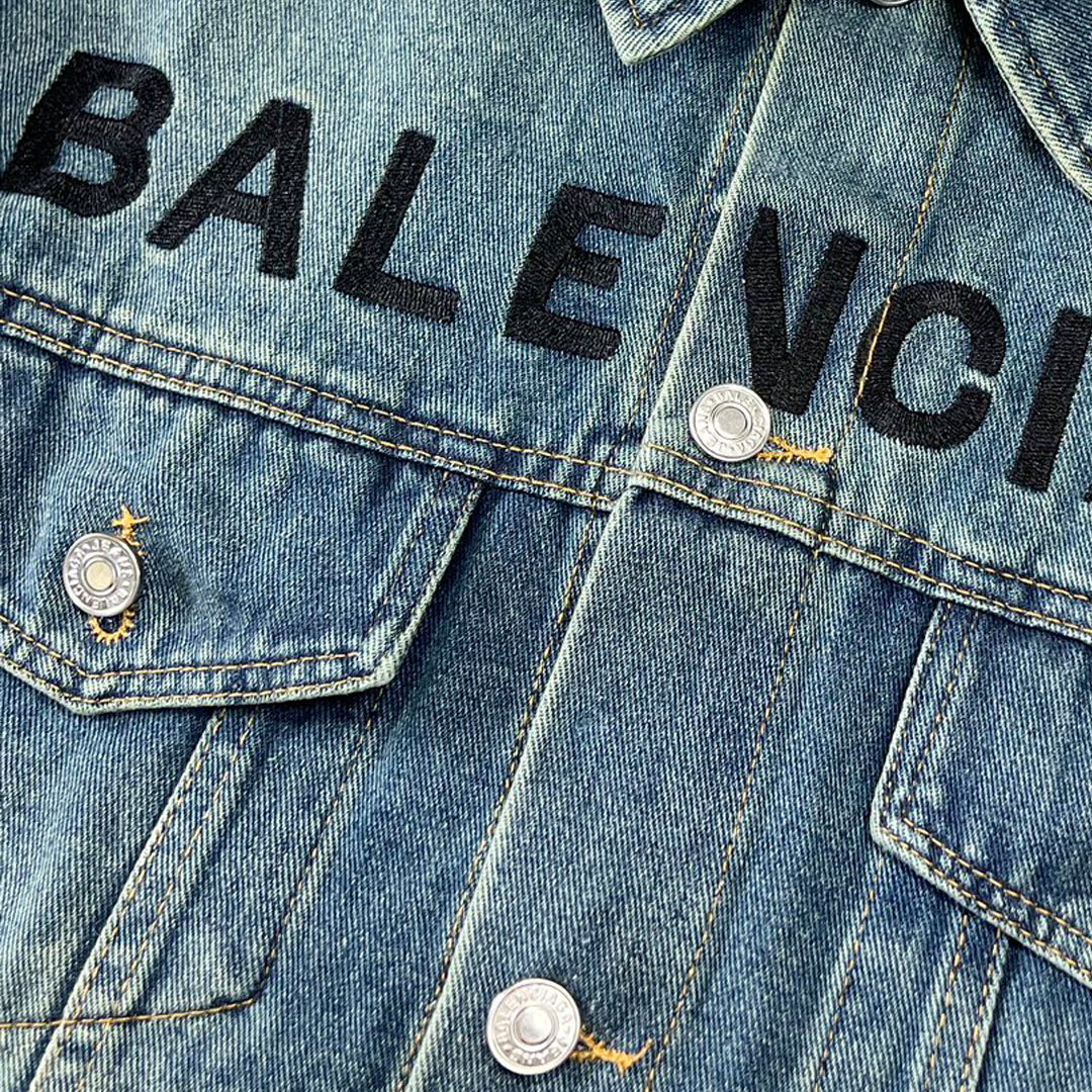 Exclusive Balenciaga 2025SS Embroidery Jacket — Blue — Size M — Detail View