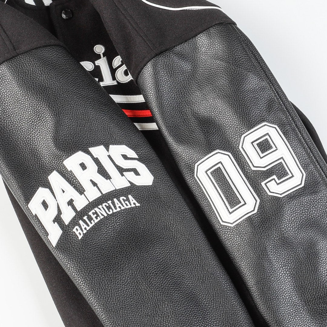Exclusive Balenciaga Men's Thickened Baseball Jacket — M — Top View