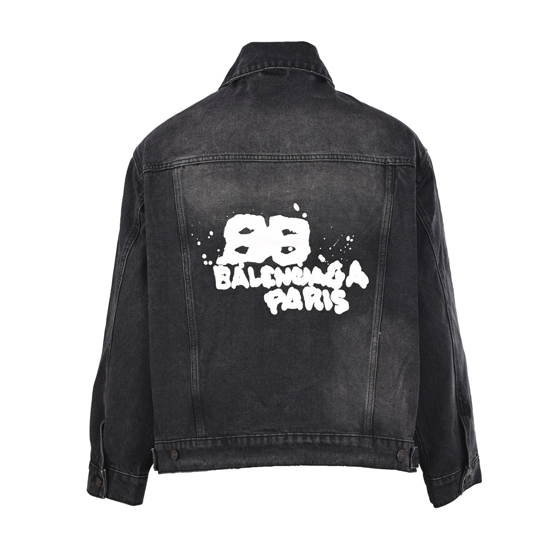Exclusive Balenciaga Men's Baseball Jacket — Blue — Size S — Detail View