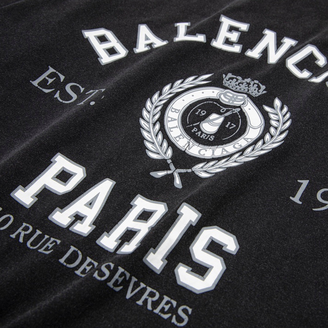 Exclusive Balenciaga Classic Vintage T-shirt — Black — Size XS — Detail View