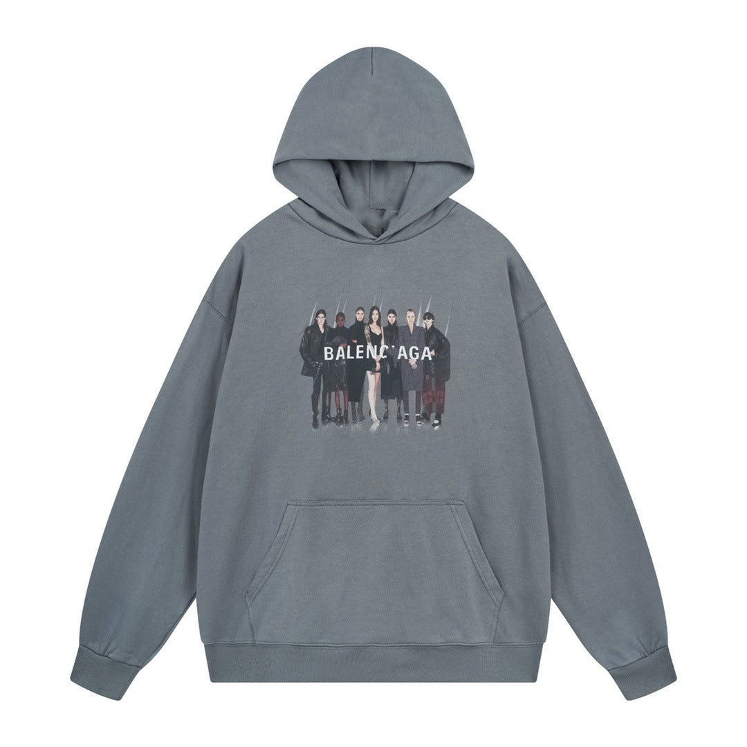 Exclusive Balenciaga Couples Print Hoodie — White — Size XS — Detail View