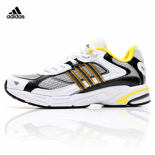 Exclusive Adidas K81801550 Men's Running Shoes #6 — White/Black/Yellow — Size EU 39 / US M6.5 / W8 / 24.5CM — Front View