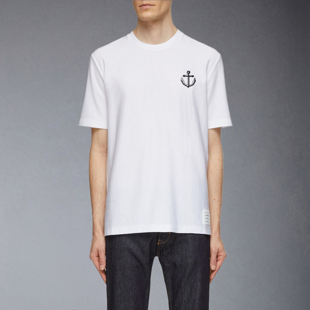 Exclusive Thom Browne  Anchor embroidery T-shirt — Blue — Size 0/S — Front View