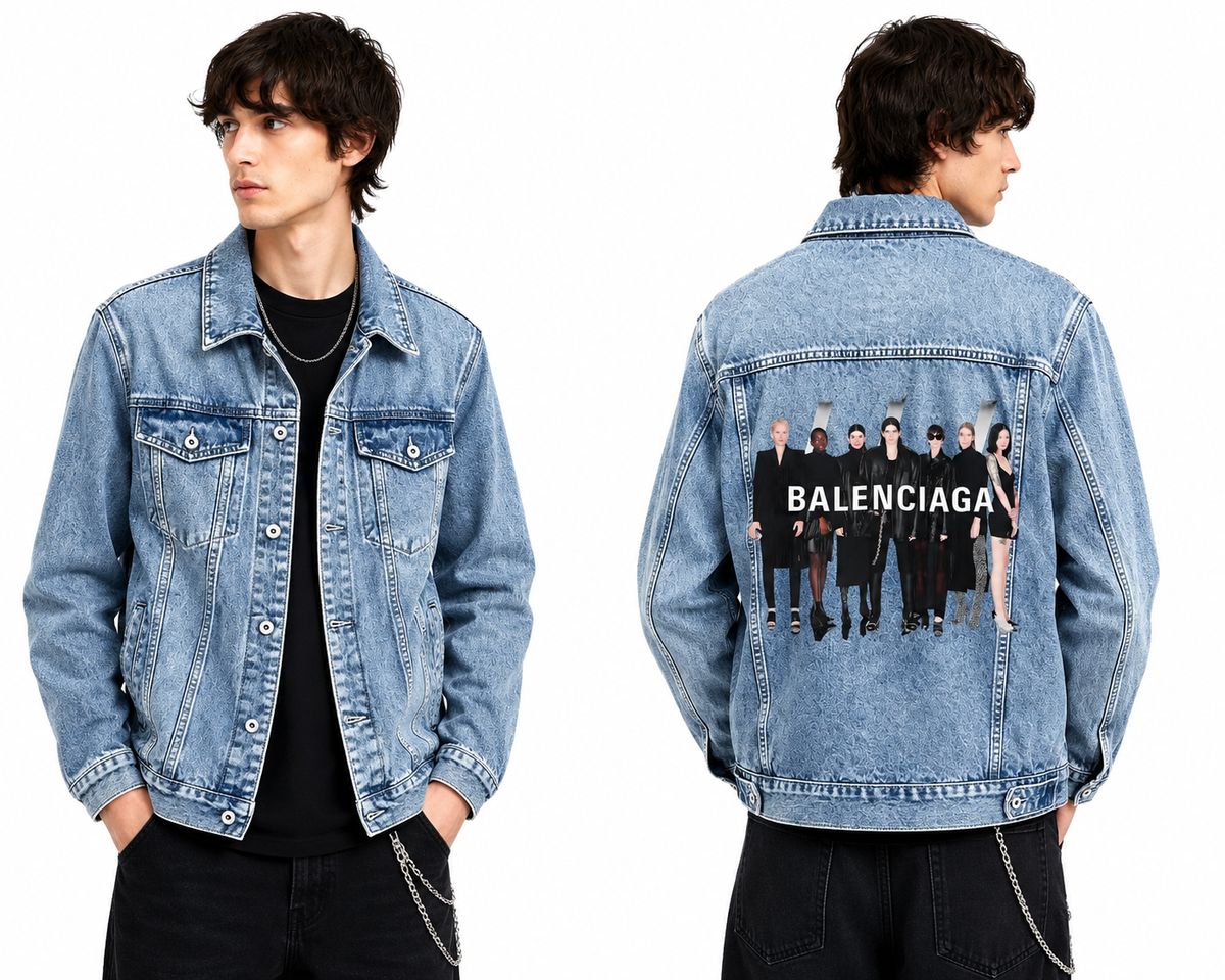 Exclusive Balenciaga Men's Crown Jacket — Green — Size M — Back View