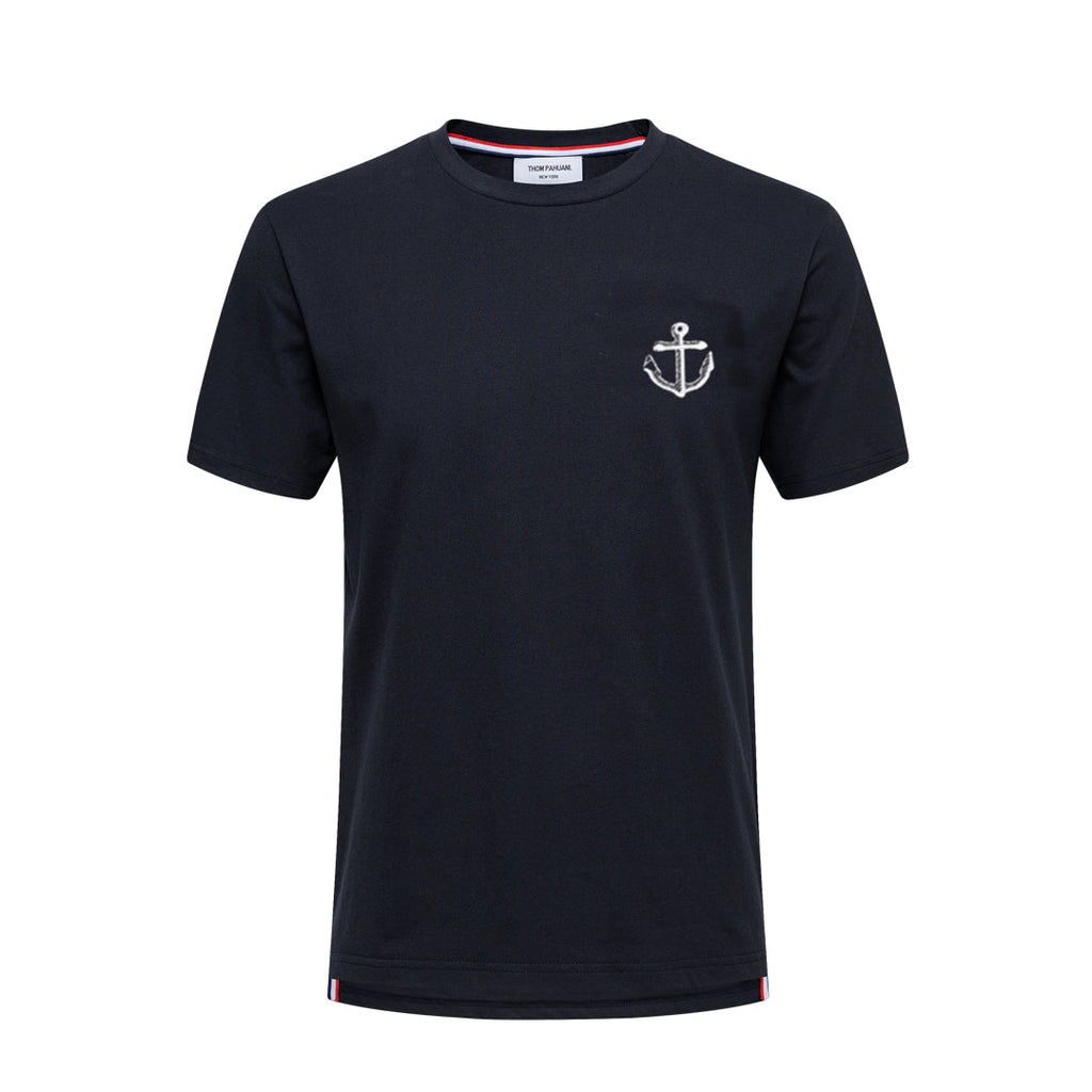 Exclusive Thom Browne  Anchor embroidery T-shirt — Blue — Size 0/S — Lifestyle View