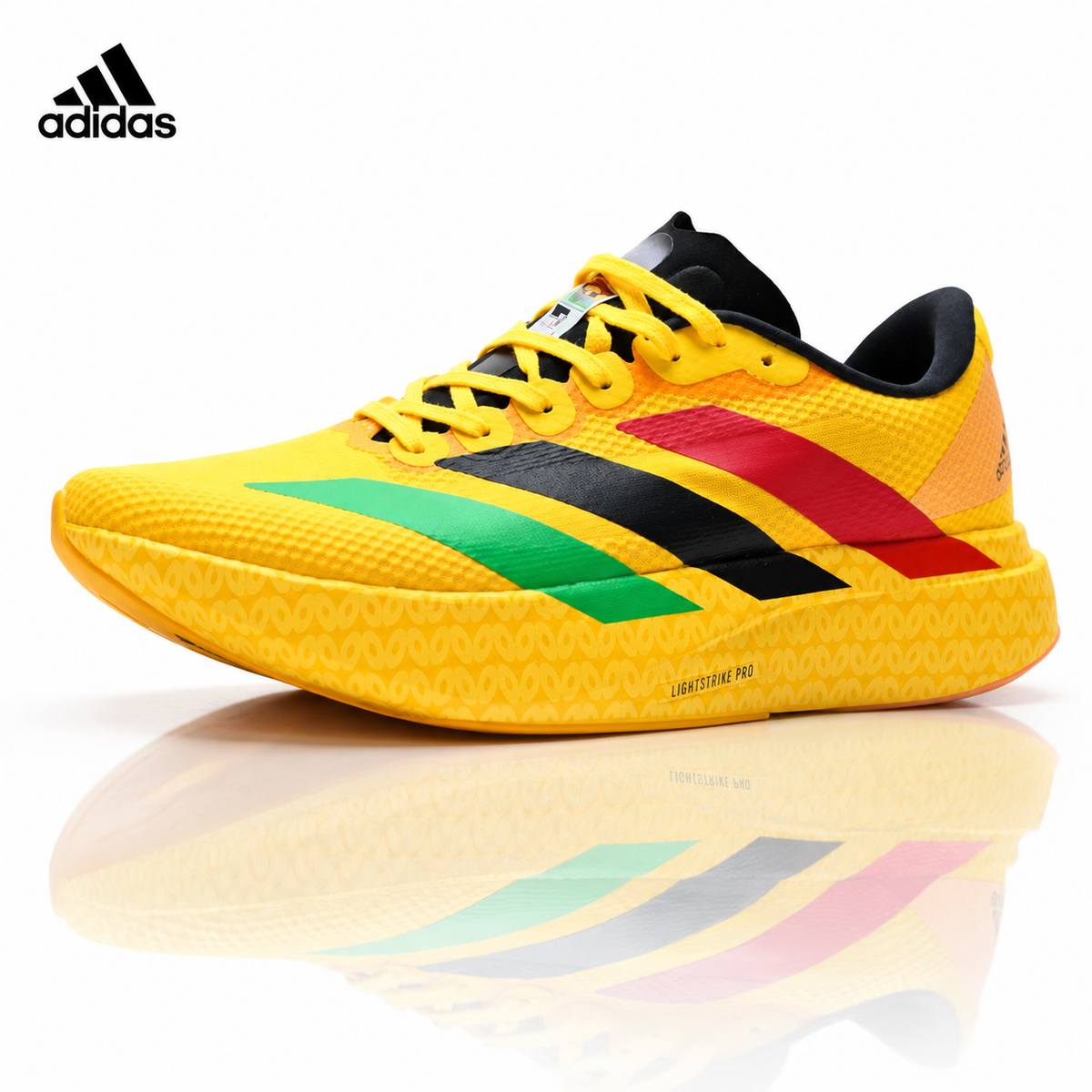 Exclusive Adidas K81801550 Unisex Running Shoes #10 — White/Black/Gold — Size EU 36 / US M4 / W5.5 / 23CM — Front View