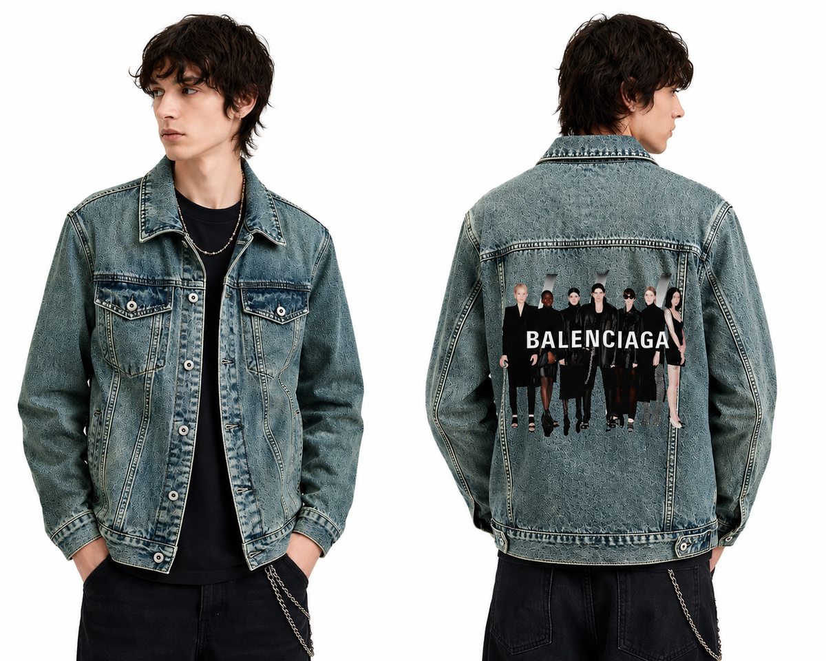 Exclusive Balenciaga Men's Crown Jacket — Green — Size M — Side View