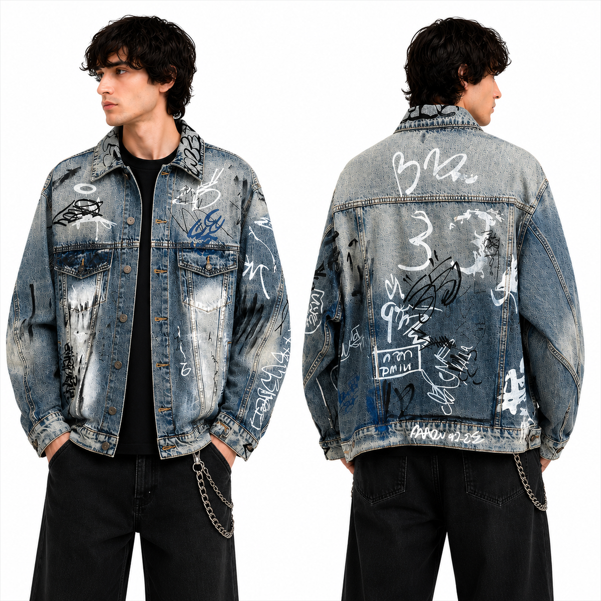 Exclusive Balenciaga Men's Jacket Denim — M — Size Dark Blue — Front View