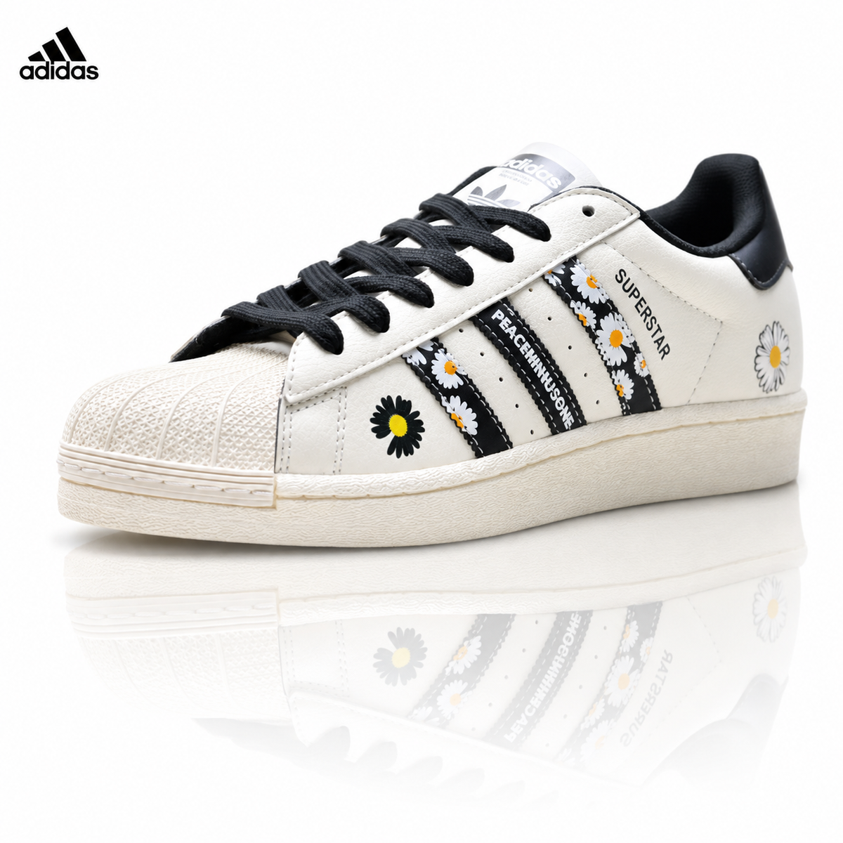 Exclusive Adidas Shell Toe DIY Custom Low-Top Sneakers — EU 36 / US M4 / W5.5 / 23CM — Front View