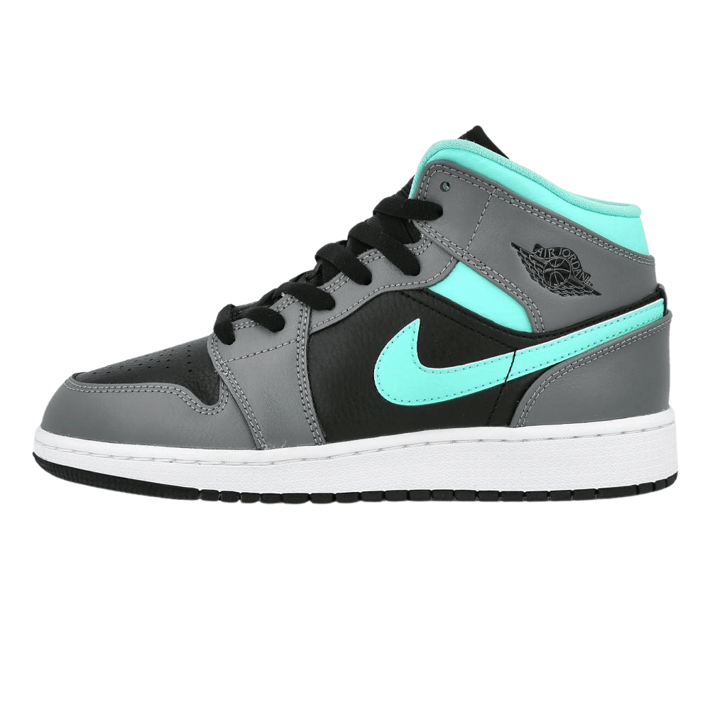 Exclusive Air Jordan 1 Mid Grey Aqua (GS) — UK 13.5 | EU 32 | US 1Y — Front View