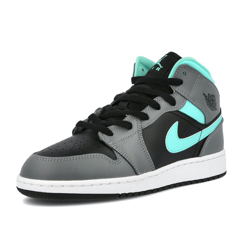 Exclusive Air Jordan 1 Mid Grey Aqua (GS) — UK 13.5 | EU 32 | US 1Y — Side View