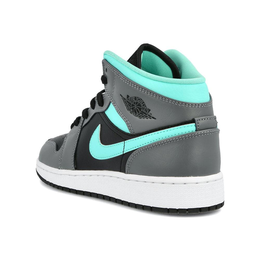 Exclusive Air Jordan 1 Mid Grey Aqua (GS) — UK 13.5 | EU 32 | US 1Y — Back View