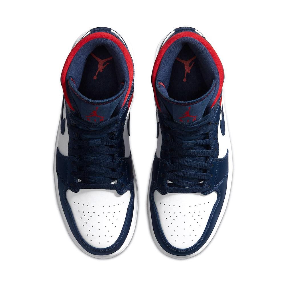 Exclusive Air Jordan 1 Mid SE “Olympic USA” — UK 3 | EU 35.5 | US 3.5 — Top View