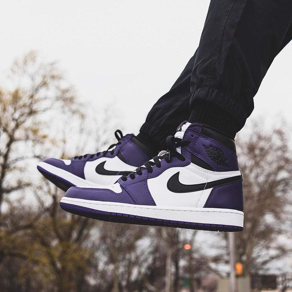 Exclusive Air Jordan 1 Retro High OG 'Court Purple 2.0' — 3 UK | 35.5 EU — Lifestyle View