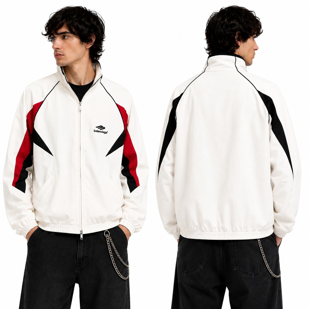 Exclusive Balenciaga 2025SS Windbreaker Jacket — Black — Size XS — Front View