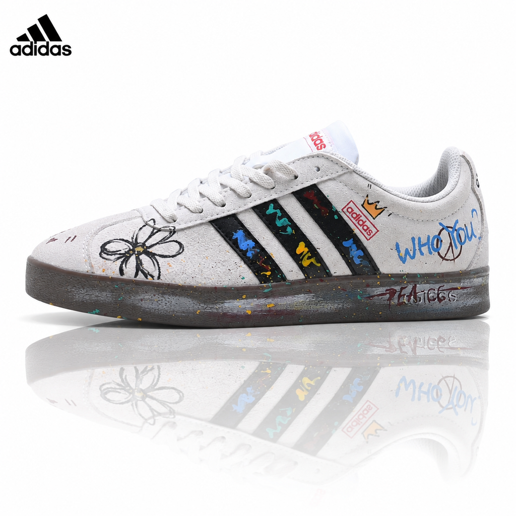 Exclusive Adidas K81802350 Unisex Casual Sneakers — White/Graphic — Size EU 36 / US M4 / W5.5 / 23CM — Front View